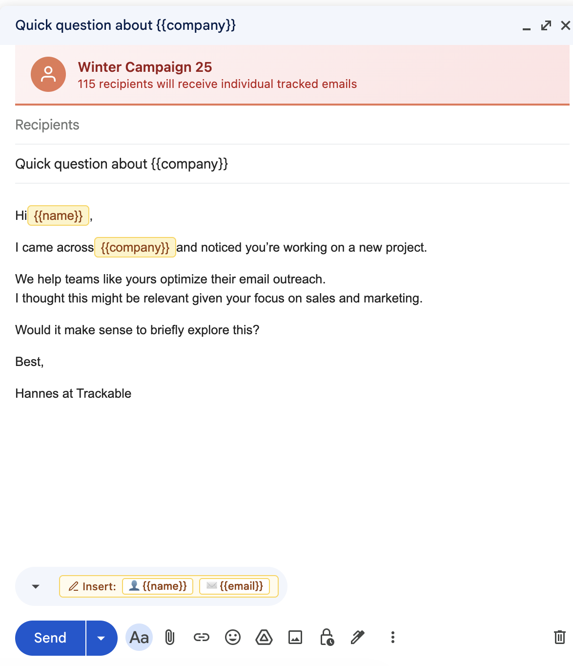 Trackable in Gmail Compose